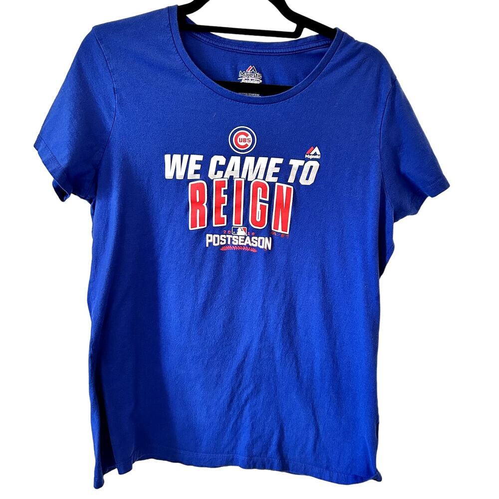 Majestic Fun Fashion Chicago Cubs MLB Women's Royal‎ Blue Crew Neck Tee SzXL